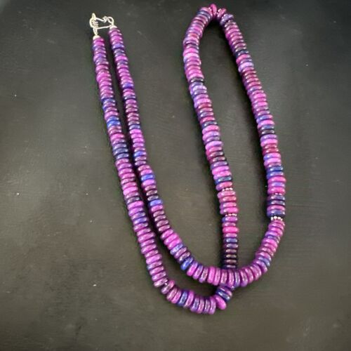 Navajo Pearls Purple Sugilite Pendant Necklace | Sterling Silver Beads | 29" | Authentic Native American Handmade | 16947