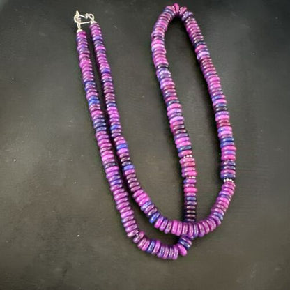 Navajo Pearls Purple Sugilite Pendant Necklace | Sterling Silver Beads | 29" | Authentic Native American Handmade | 16947