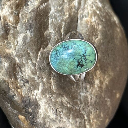 Navajo Green Turquoise Ring | Sterling Silver | Sz 8 | Authentic Native American Handmade | 14751