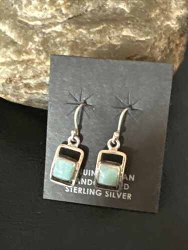 Navajo Blue Larimar Beads Dangle Earrings | Sterling Silver | Authentic Native American Handmade | 14928