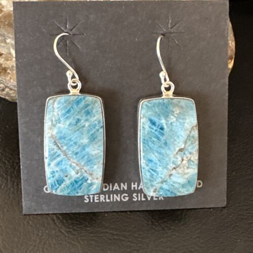 Handmade Sterling Silver Blue Denim Lapis Dangle Earrings | 1" | 15800
