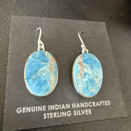 Blue Denim Lapis Dangle Earrings | Sterling Silver | 1" | 15798