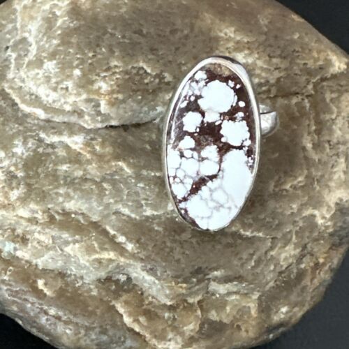 Men's & Women's Wild Horse Turquoise Navajo Ring | Sterling Silver | Sz 7 | Authentic Native American Handmade | 17263