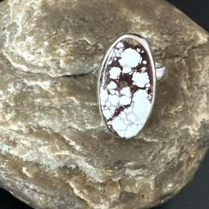 Men's & Women's Wild Horse Turquoise Navajo Ring | Sterling Silver | Sz 7 | Authentic Native American Handmade | 17263