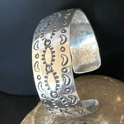 Navajo Stamped Cuff Bracelet | Sterling Silver | Authentic Native American Handmade | 17459