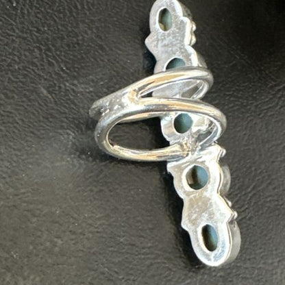 Navajo Blue Larimar Multi-Stone Cluster Ring | Authentic Native American Sterling Silver | Multi-Stone | Sz 7.5 | 17556