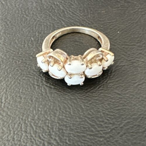 Navajo White Opal Multi-Stone Ring | Authentic Native American Sterling Silver | Multi-Stone | Sz 7 | 17157