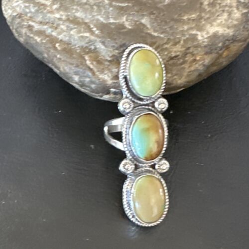 Navajo Green Royston Turquoise Multi-Stone Ring | Authentic Native American Sterling Silver | Sz 10 | 16720