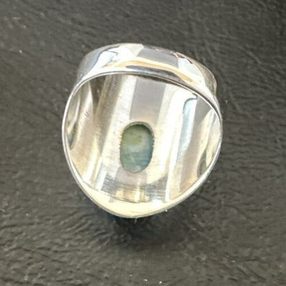 Navajo Blue Larimar Ring | Sterling Silver | Sz 7 | Authentic Native American Handmade | 17665