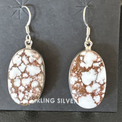 Navajo Wild Horse Turquoise Dangle Earrings | Sterling Silver | Authentic Native American Handmade | 15746