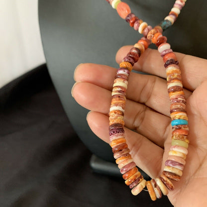 Navajo Spiny Oyster Turquoise Necklace | Sterling Silver | 22" | Authentic Native American Handmade | 10694