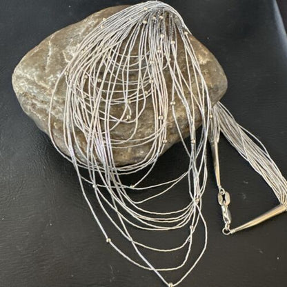 Graduated Bib Heishi Liquid Necklace | Sterling Silver | 24" | 17241
