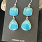 Navajo Blue Kingman Turquoise Dangle Earrings | Sterling Silver | Authentic Native American Handmade | 15105