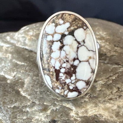 Men's and Women's Wild Horse Turquoise Ring | Navajo Sterling Silver | Sz 8 | 17281