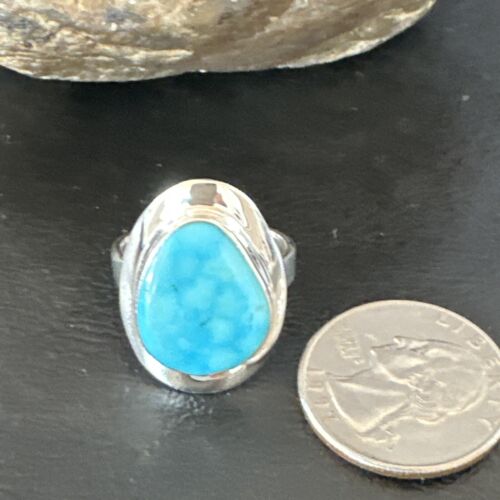 Navajo Blue Kingman Turquoise Ring | Sterling Silver | Sz 10 | Authentic Native American Handmade | 16582