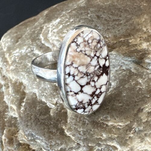 Men's and Women's Wild Horse Turquoise Ring | Navajo Sterling Silver | Sz 7 | 17278