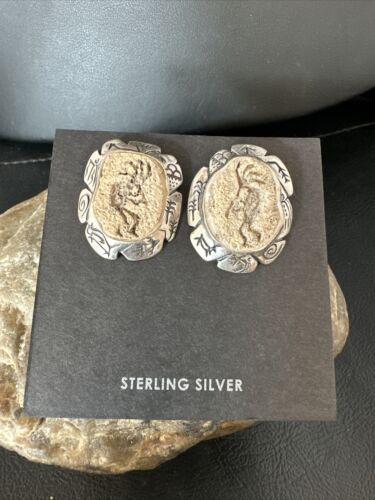 Navajo Kokopelli Dangle Earrings Set | Sterling Silver | Authentic Native American Handmade | 15142