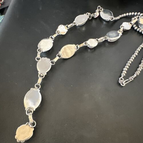 Navajo Pink Conch Lariat Necklace | Sterling Silver Pendant | 30" | Authentic Native American Handmade | 15869
