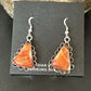 Navajo Orange Spiny Oyster Dangle Earrings | Sterling Silver | Authentic Native American Handmade | 17265