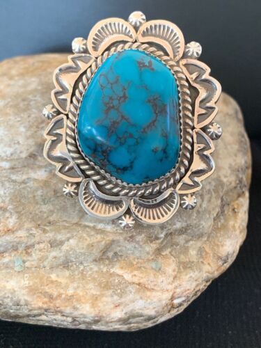 Navajo Kingman Turquoise Ring | Sterling Silver | Sz 9.5 | Authentic Native American Handmade | 2827