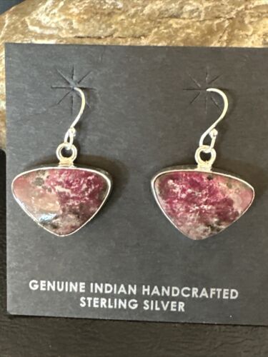 Purple Mojave Turquoise Dangle Earrings | Sterling Silver | Authentic Native American Handmade | 15786