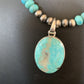 Navajo Pearls Necklace with Blue Kingman Turquoise Pendant | Sterling Silver | 11863