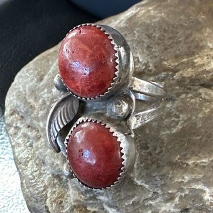 Navajo Apple Coral Sponge Multi-Stone Ring | Authentic Native American Sterling Silver | Multi-Stone | Sz 9 | 16890