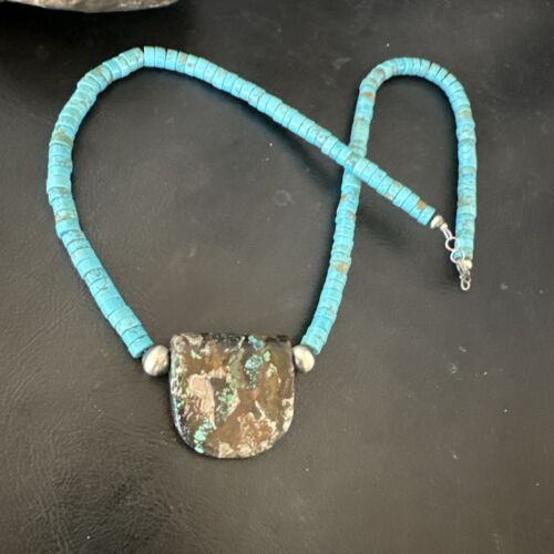 Navajo SpiderWeb Turquoise Heishi Pearls Necklace | Sterling Silver | 20" | Authentic Native American Handmade | 17095