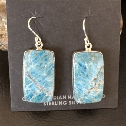 Handmade Sterling Silver Blue Denim Lapis Dangle Earrings | 1" | 15800