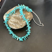 Navajo Blue Nugget Turquoise Bead Necklace | Sterling Silver Pearls | 20" | Authentic Native American Handmade | 16520