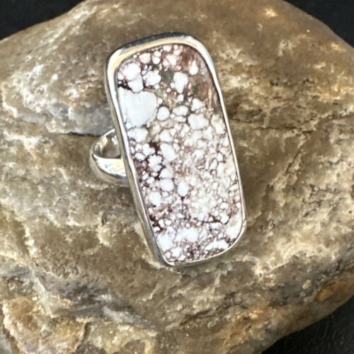 Navajo Wild Horse Turquoise Ring | Sterling Silver | Sz 7 Adjustable | Authentic Native American Handmade | 15544