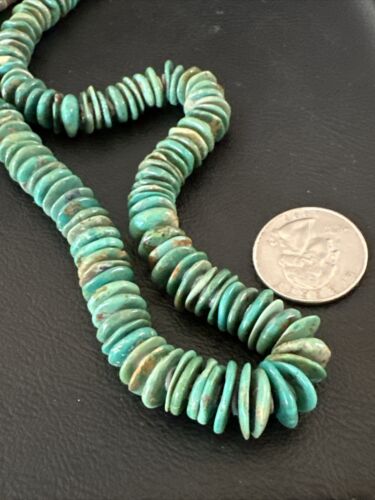 Santo Domingo Green Turquoise Shell Necklace | Sterling Silver | 30" | Authentic Native American Handmade | 17451