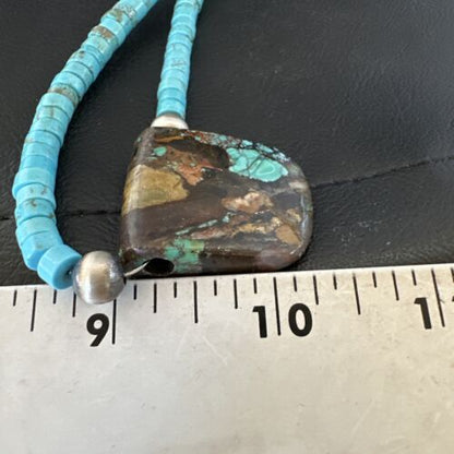 Navajo SpiderWeb Turquoise Heishi Pearls Necklace | Sterling Silver | 20" | Authentic Native American Handmade | 17093