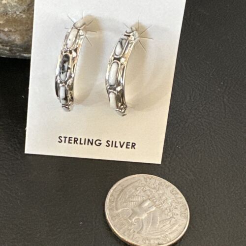 White Buffalo Turquoise Earrings | Sterling Silver | Southwestern Handmade | 1" | 16743