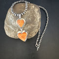 Navajo Spiny Oyster Heart Pendant Necklace | Sterling Silver | Authentic Native American Handmade | 15016