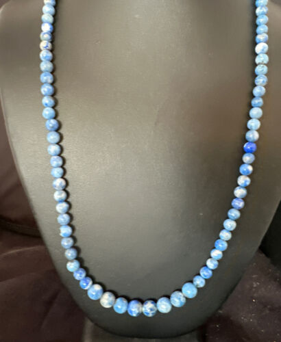 Blue Denim Lapis Graduated Navajo Sterling Silver Necklace | Authentic Native American | 22" | 16550