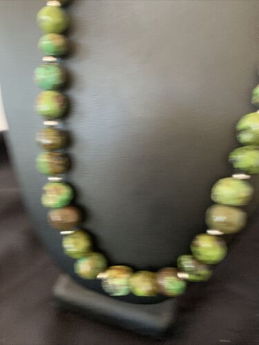 Navajo Green Graduated Turquoise Necklace | Sterling Silver | Authentic Native American | 22" | 11708