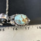 Navajo Blue Golden Hills Turquoise Pendant | Sterling Silver Pearls Necklace | Authentic Native American Handmade | 14994