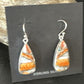 Navajo Blue Turquoise & Orange Spiny Oyster Inlay Dangle Earrings | Sterling Silver | 15583