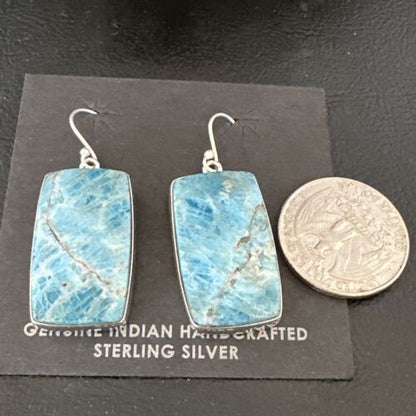 Handmade Sterling Silver Blue Denim Lapis Dangle Earrings | 1" | 15800