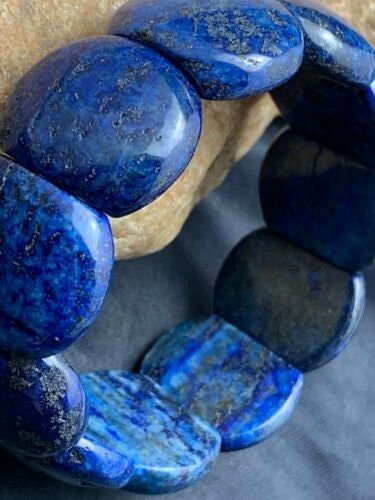 Navy Blue Lapis Stone Stretch Bracelet | 7.25" Stretchable | Authentic Native American Handmade | 4601