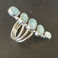 Navajo Blue Larimar Cluster Ring | Authentic Native American Sterling Silver | Multi-Stone | Sz 7.5 | 15978