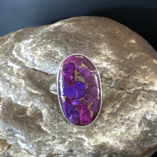 Southwestern Navajo Purple Mojave Turquoise Ring | Sterling Silver | Sz 7 | 15779