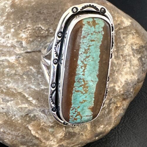 Navajo Blue Turquoise #8 Ring | Sterling Silver | Sz 10.5 | Authentic Native American Handmade | 16476