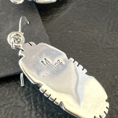 Women's Blue Dry Creek Turquoise Dangle Earrings | Navajo Sterling Silver | Authentic Native American Handmade | 16509