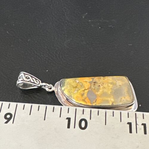 Navajo Bumblebee Jasper Pendant Necklace | Sterling Silver | Authentic Native American Handmade | 15967