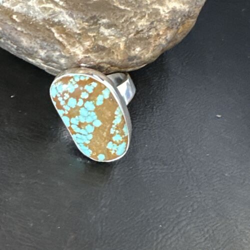 Navajo Blue Turquoise #8 Ring | Sterling Silver | Sz 10 | Authentic Native American Handmade | 14962