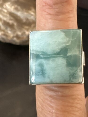 Navajo Blue Larimar Ring | Sterling Silver | Sz 8 | Authentic Native American Handmade | 17589
