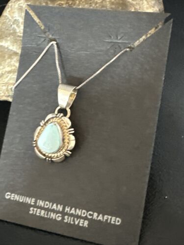 Navajo Dry Creek Turquoise Pendant Necklace | Sterling Silver Chain | Authentic Native American Handmade | 20" | 2578