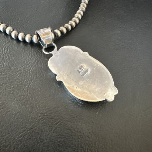 Navajo Orange Spiny Oyster Pendant Necklace | Sterling Silver | Authentic Native American Handmade | 15627